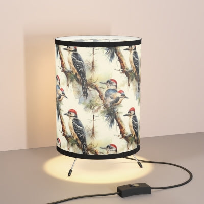 Woodpecker Tripod Lamp, Nature-Inspired Lighting, Home Decor, Woodland Theme, Gift for Bird Lovers, Unique Lighting Solution