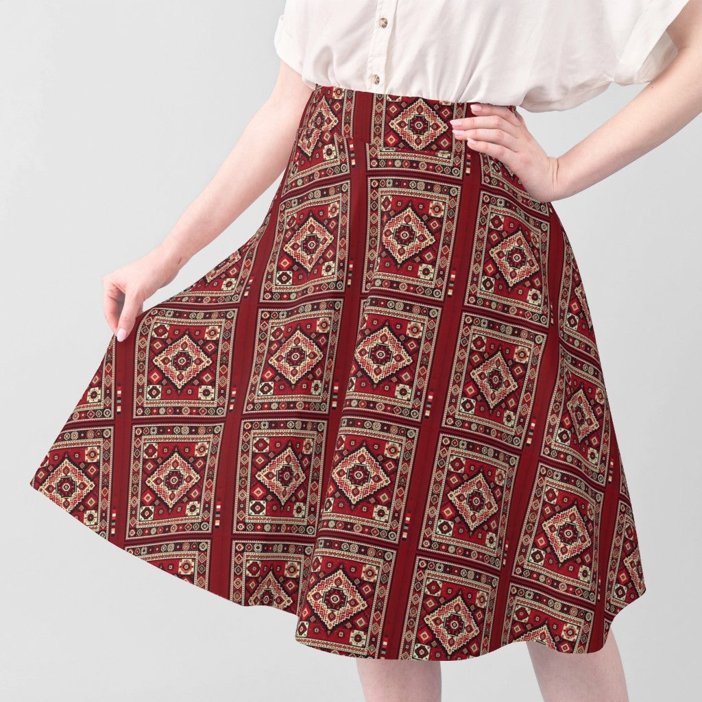 Fabric in Red & Cream Persian Rug Pattern