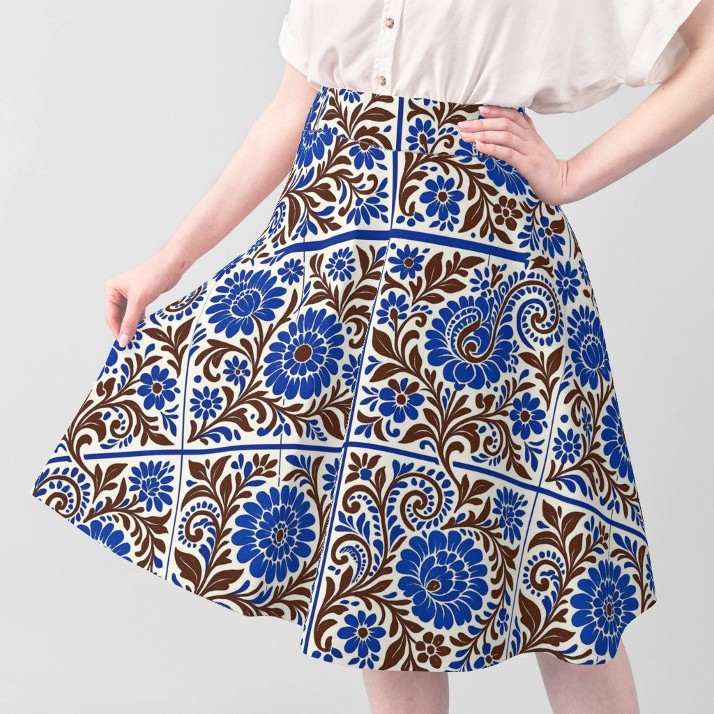 Fabric in Bohemian Tile In Blue & Brown-01
