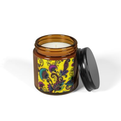 Vibrant Floral Scented Soy Candle, Cozy Home Decor, Hand-Poured Candle Gift, Aromatherapy Candle, Relaxation Candle, Multi-Size Amber Jar