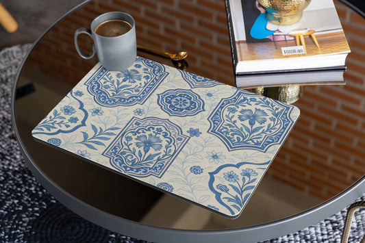 Blue Floral Placemats, Elegant Dining Table Decor, Kitchen Table Mats, Boho Home Decor, Table Settings, Perfect for Parties