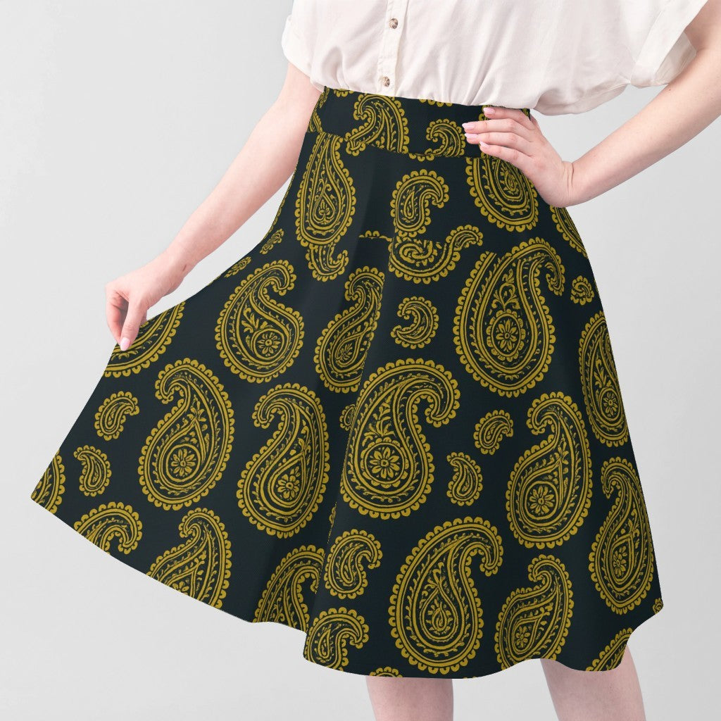 Golden Paisley on Navy Classic Persian Pattern