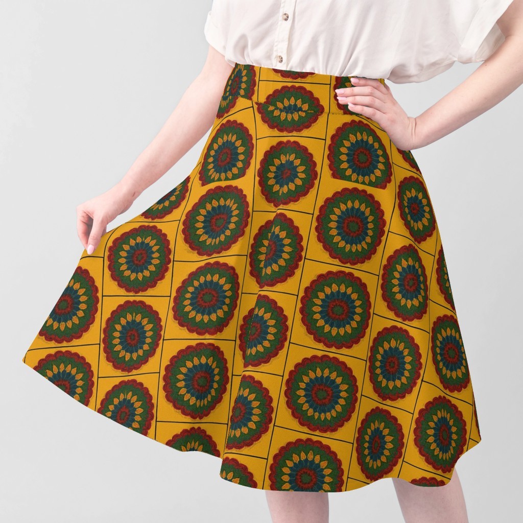Crochet Mandala Pattern- Yellow Background & Art by Mina