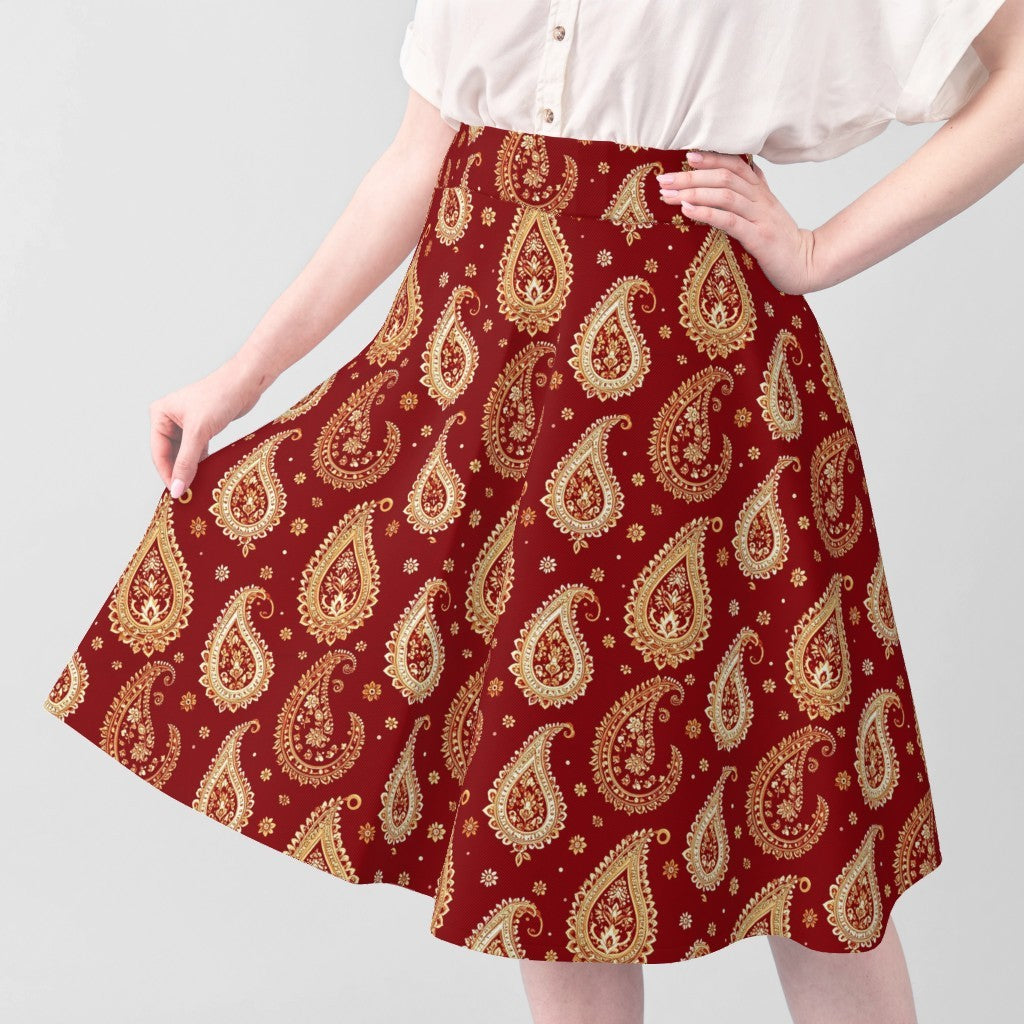 Fabric in Persian Paisley on Deep Red - Classic Textile Elegance