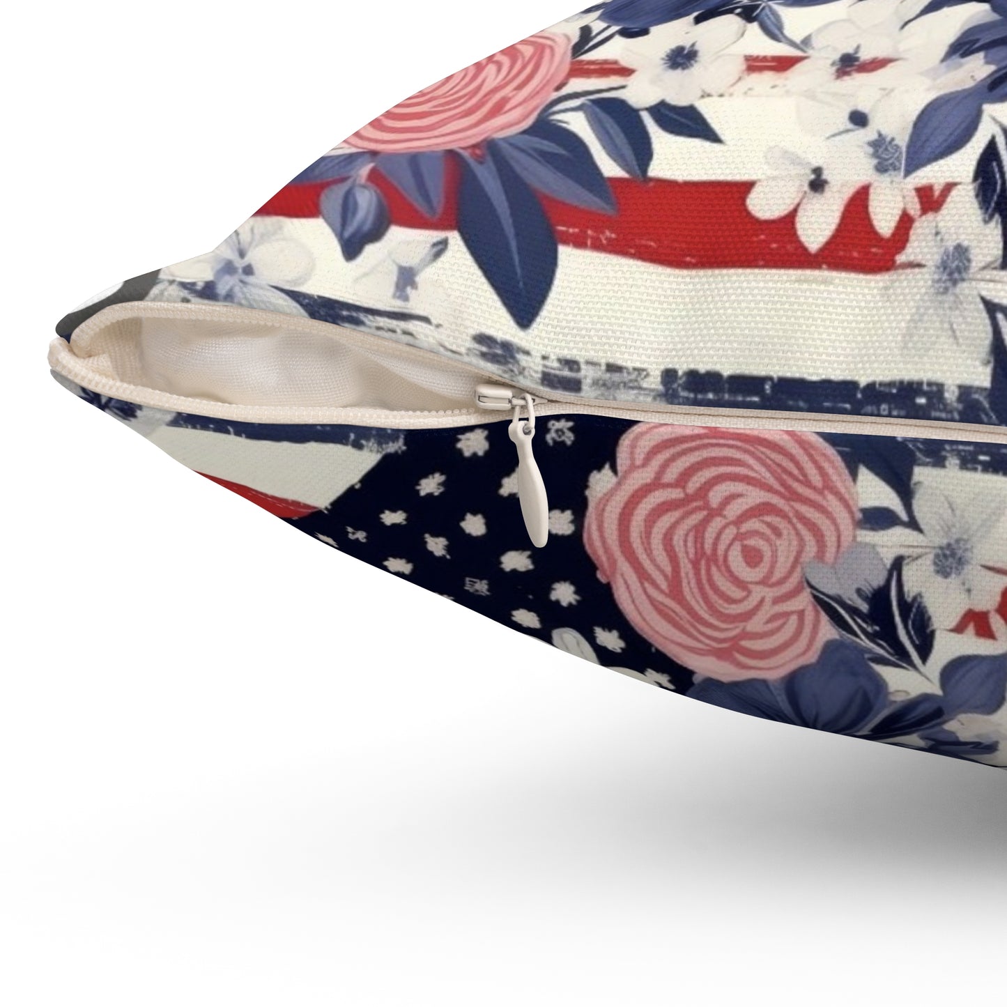 Patriotic Floral Throw Pillow - Home Decor, Couch Cushion, USA Decor, Independence Day Gift, Floral Accent Pillow