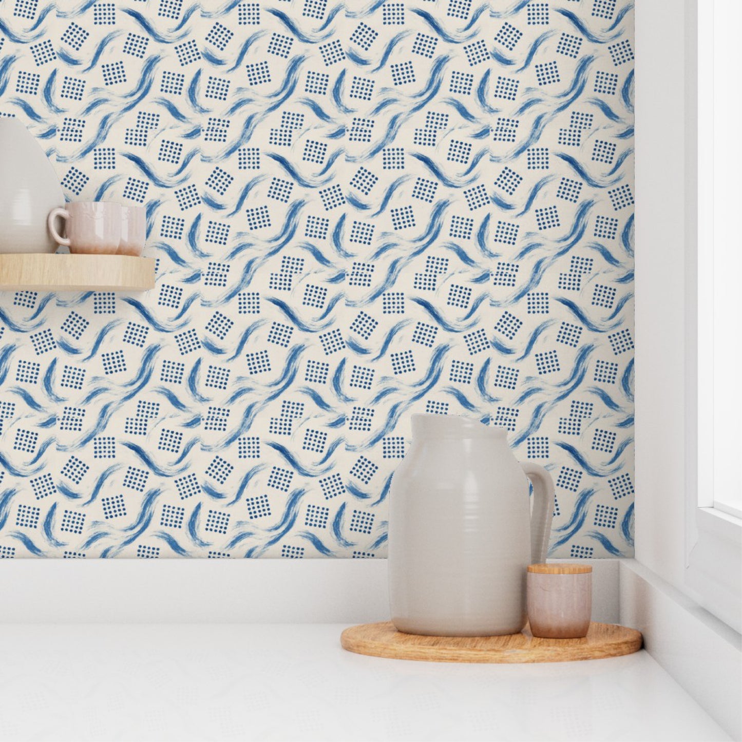 Modern Geometric Blue Wallpaper – Minimalist Scandinavian Wall Pattern