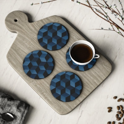 Stylish Geometric Coasters - Modern Home Decor, Unique Gifts, Drink Accessories, Coffee Table Style, Housewarming Essentials, Blue Patterns