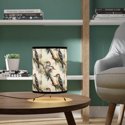 Woodpecker Tripod Lamp, Nature-Inspired Lighting, Home Decor, Woodland Theme, Gift for Bird Lovers, Unique Lighting Solution