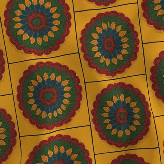 Crochet Mandala Pattern- Yellow Background & Art by Mina