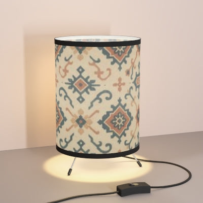 Stylish Tripod Lamp with Bohemian Printed Shade, Home Decor, Lighting, Modern Design, Gift for Her, Unique Accent Lamp