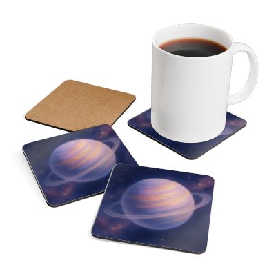 Celestial Coaster Set - Planet-Themed Cork Coasters, Home Decor, Planetary Gift, Astronomy Lover, Kitchen Accessory