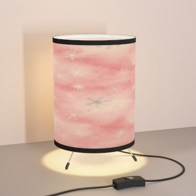 Pink Snowflake Tripod Lamp, Cozy Lighting Decor, Holiday Gift, Winter Home Accent, Festive Room Decor, Unique Lamp Shade