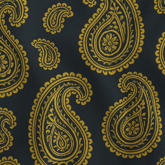 Golden Paisley on Navy Classic Persian Pattern