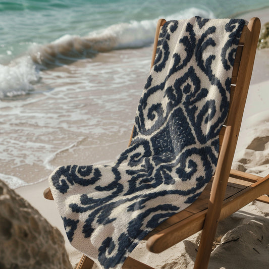 Elegant Nautical Beach Towel | Ideal for Summer, Pool Parties, Picnics, or Gifts | Coastal Home Decor, Beach Essentials