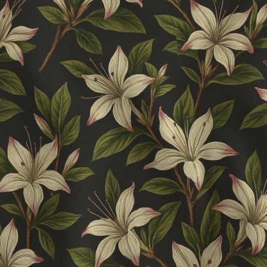 Fabric in Nocturnal Lilies - Dark Botanical Elegance-01