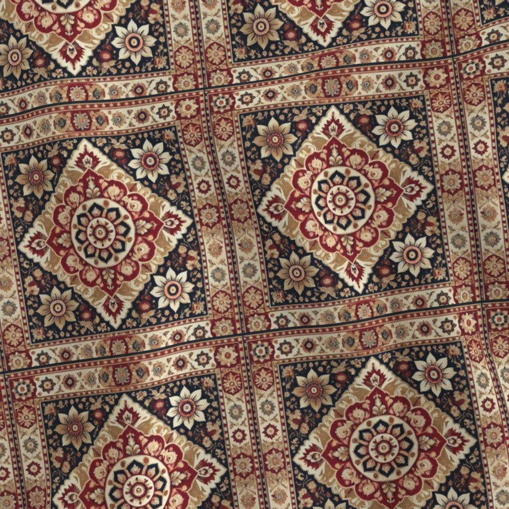 Persian Mosaic Medallion - Red Black Cream Pattern