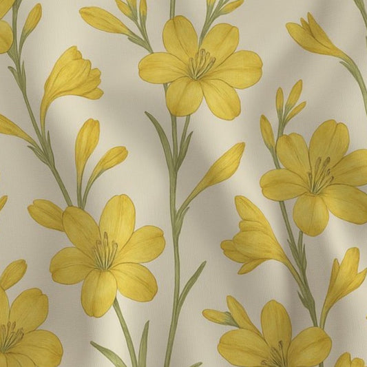 Fabric in Sunny Bloom - Cheeeful Yellow Floral Pattern-01