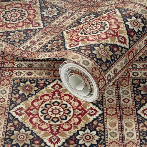 Persian Mosaic Medallion - Red Black Cream Pattern
