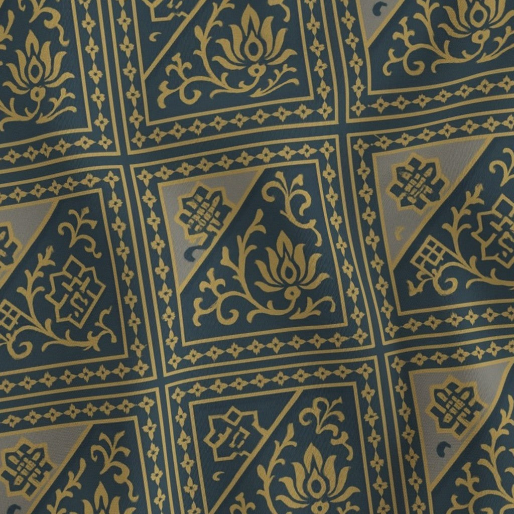 Moroccan Tile Pattern in Navy Gray & Gold