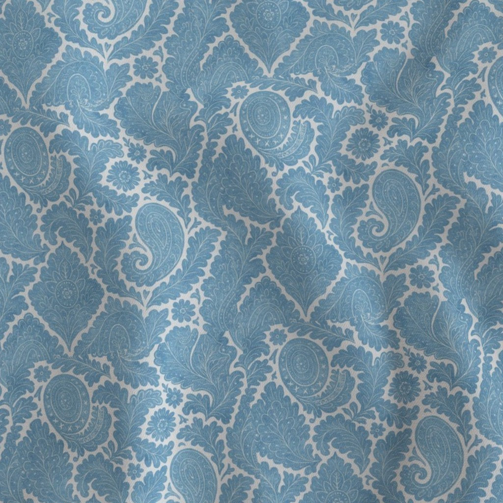 White Ornamental Lattice on Blue