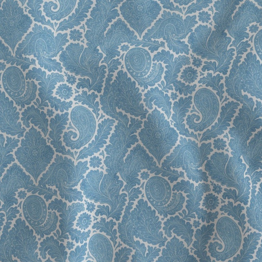 White Ornamental Lattice on Blue