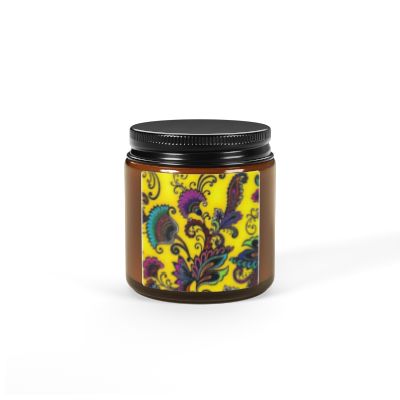 Vibrant Floral Scented Soy Candle, Cozy Home Decor, Hand-Poured Candle Gift, Aromatherapy Candle, Relaxation Candle, Multi-Size Amber Jar