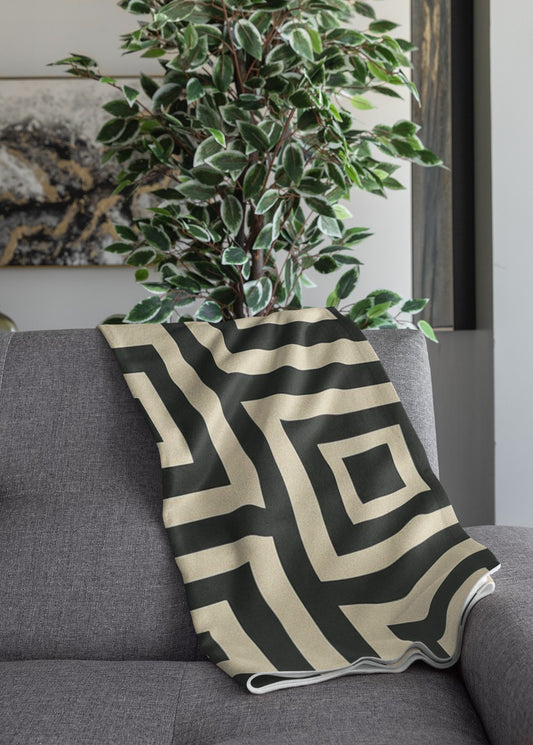 Modern Geometric Throw Blanket - Cozy Decor, Perfect for Home, Office, Gifting, Minimalist Style, Indoor Comfort