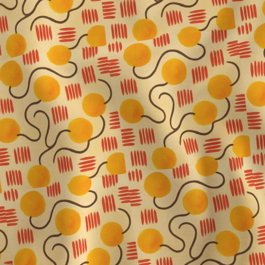 Fabric in Retro Abstract Orange Dance Minimal Geometric Pattern