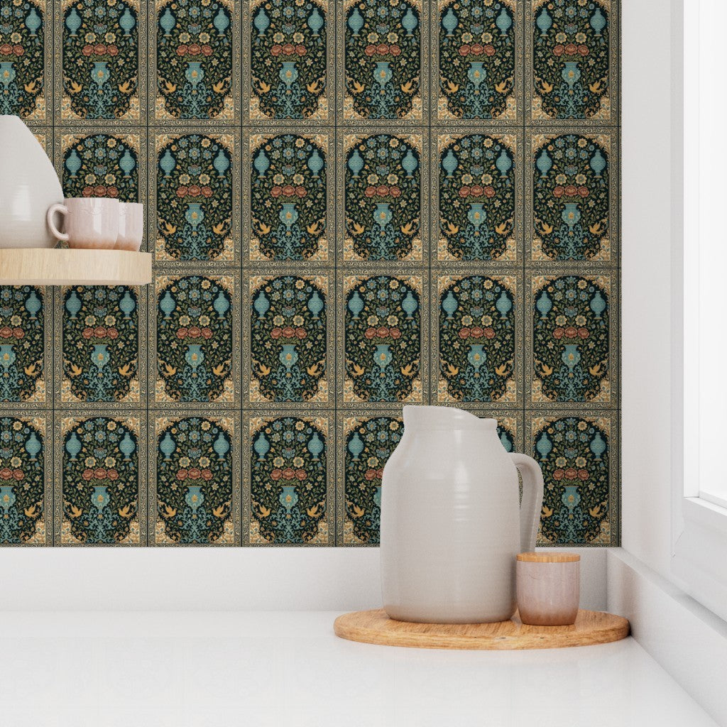Persian Garden Archway Pattern – Traditional Islamic Architecture Fabric