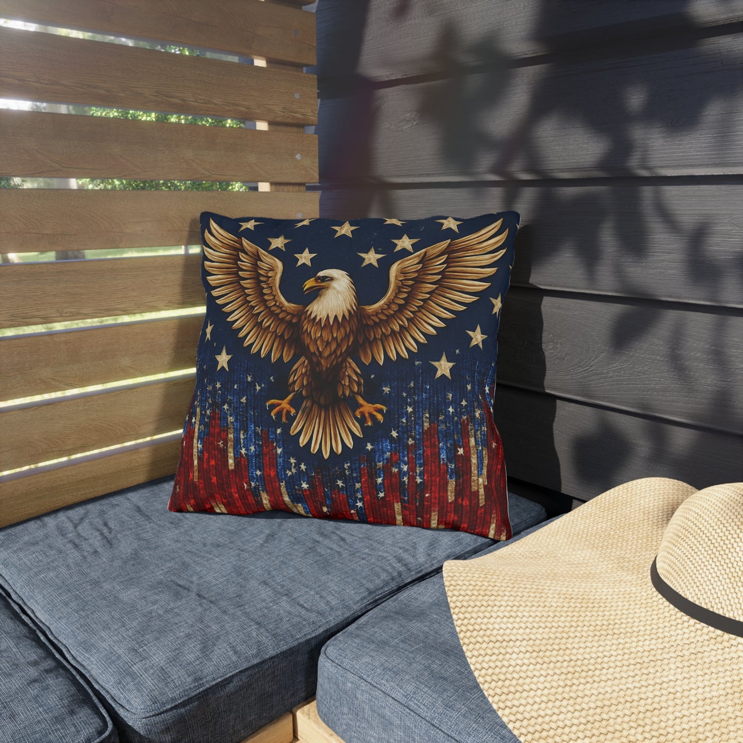 Patriotic Outdoor Pillows, USA Decor, Eagle Design, Summer BBQ, Independence Day, Garden Accessories, Indoor/Outdoor Cushion,4th of July