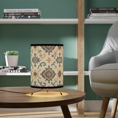 Stylish Tripod Lamp with Bohemian Printed Shade, Home Decor, Lighting, Modern Design, Gift for Her, Unique Accent Lamp