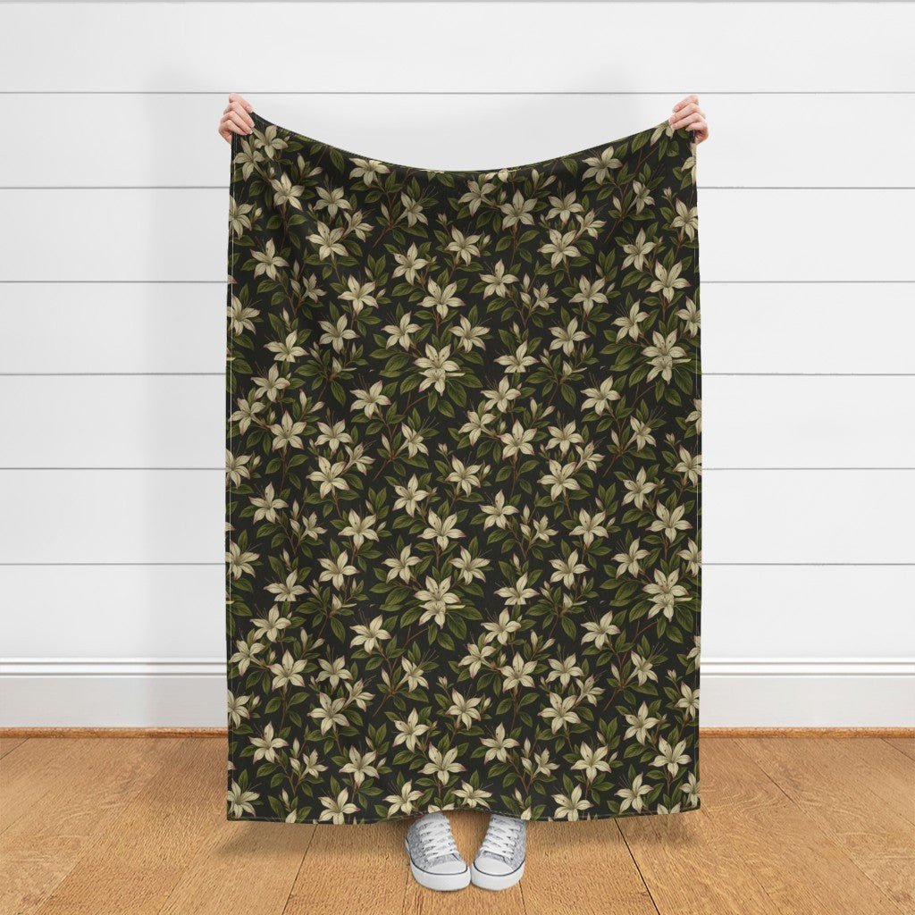 Fabric in Nocturnal Lilies - Dark Botanical Elegance-01