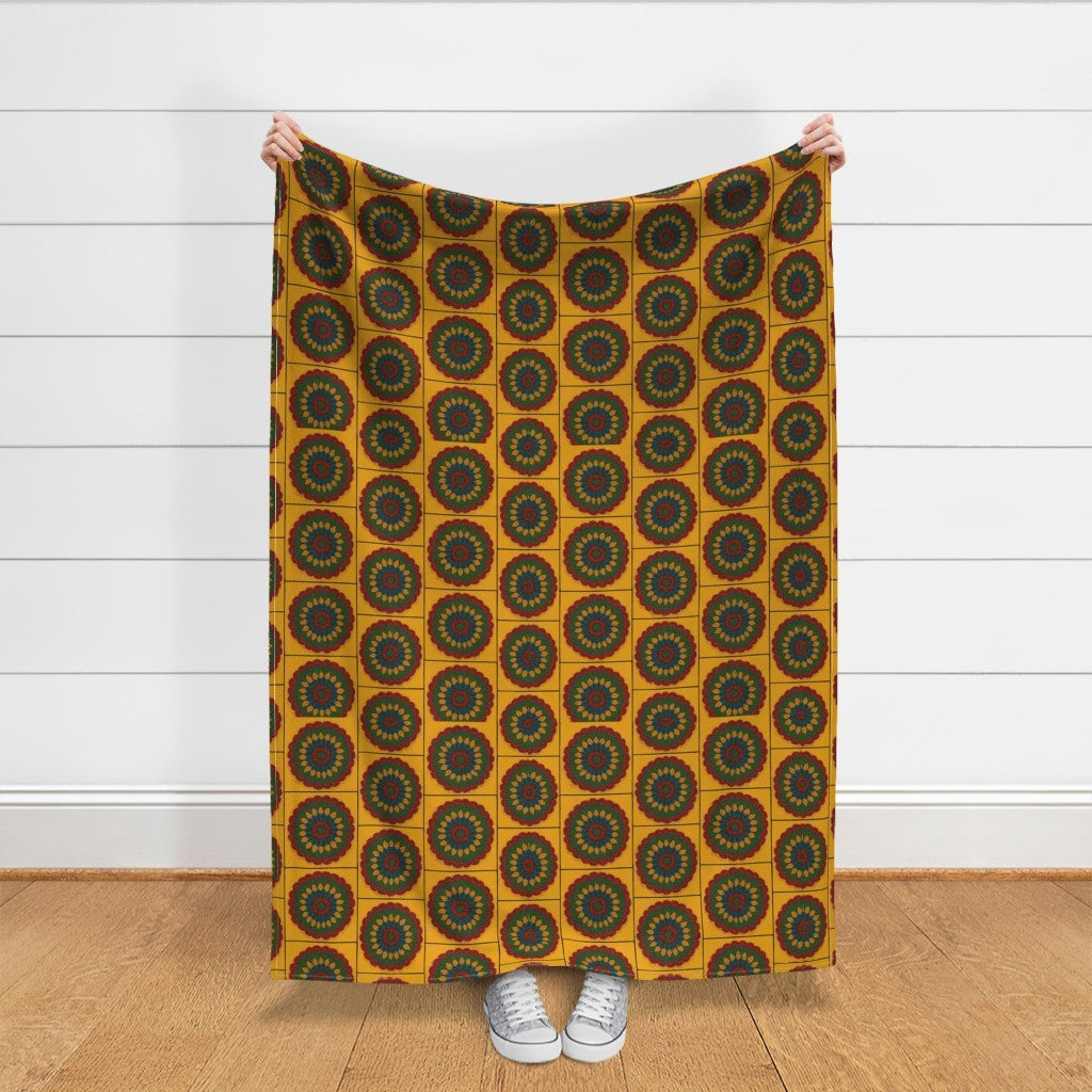 Crochet Mandala Pattern- Yellow Background & Art by Mina