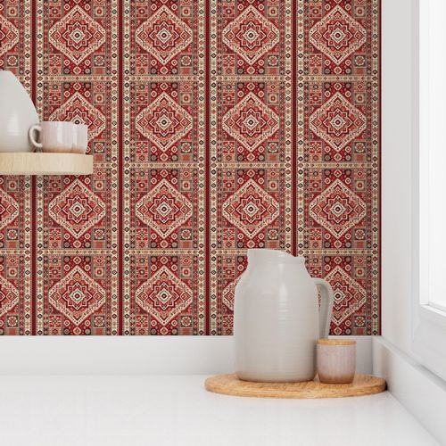 Red & Cream Persian Rug Pattern
