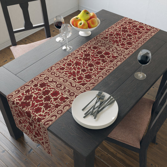 Elegant Floral Table Runner, Cotton & Poly Fabric, Perfect for Dining, Home Decor, Weddings, Parties, Holiday Celebrations