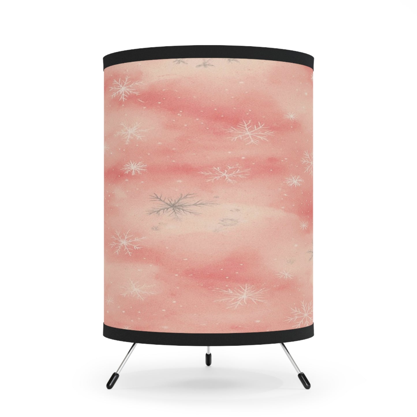 Pink Snowflake Tripod Lamp, Cozy Lighting Decor, Holiday Gift, Winter Home Accent, Festive Room Decor, Unique Lamp Shade