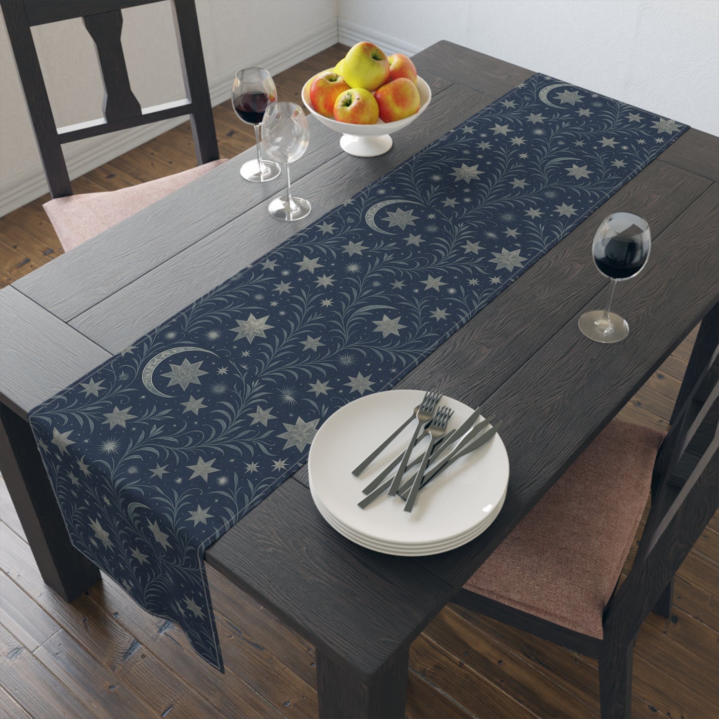 Starry Night Table Runner, Celestial Decor for Dining Table, Bohemian Home Accents, Perfect for Parties and Everyday Use