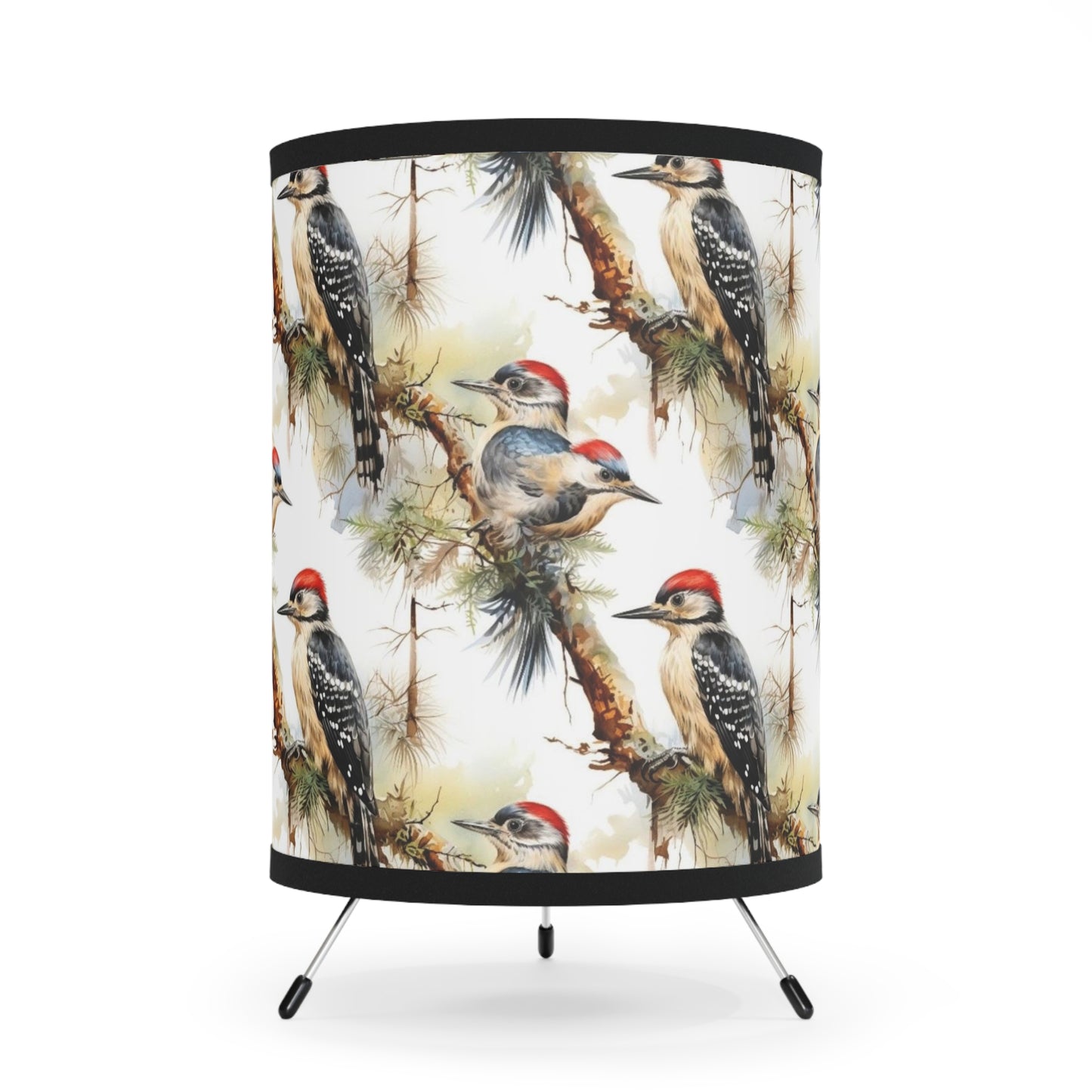 Woodpecker Tripod Lamp, Nature-Inspired Lighting, Home Decor, Woodland Theme, Gift for Bird Lovers, Unique Lighting Solution
