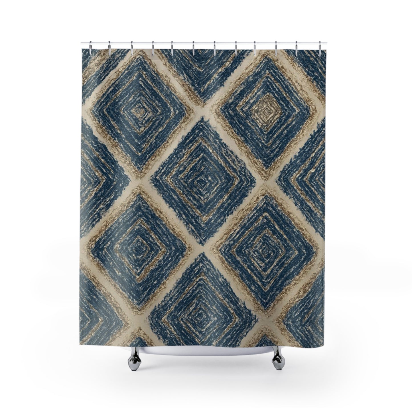 Boho Diamond Shower Curtains, Elegant Bathroom Decor, Geometric Print for Bohemian Style, Home Gift, Hygge Vibes