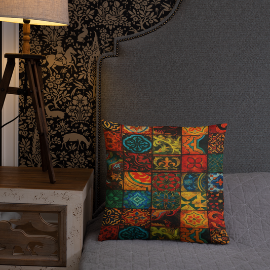 Boho Patchwork Decorative Throw Pillow – Autumn Colors
