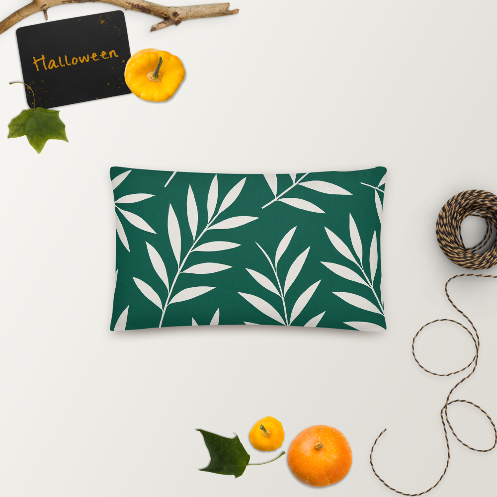 Elegant White Leaf Pattern on Forest Green – Minimal Botanical Design