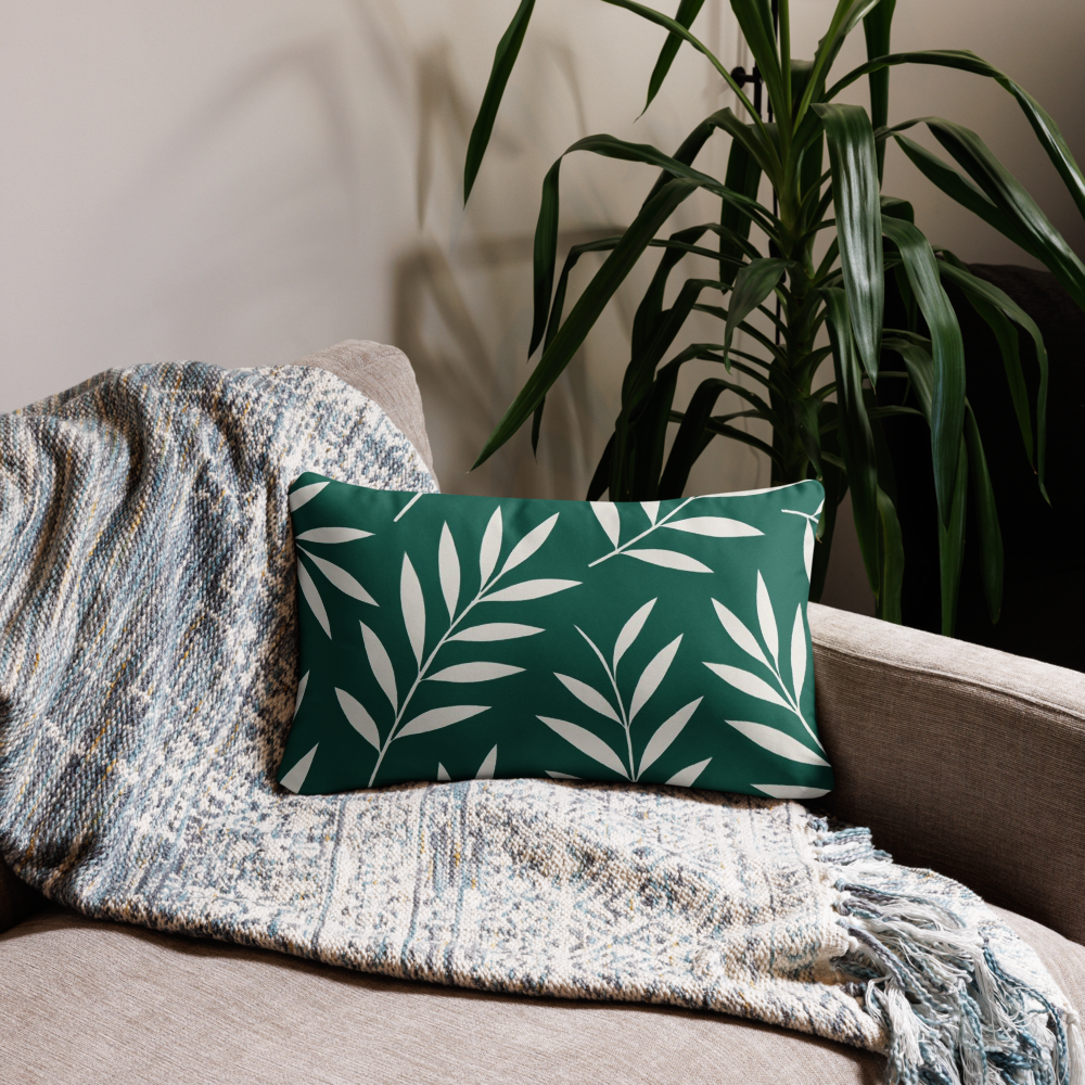 Elegant White Leaf Pattern on Forest Green – Minimal Botanical Design