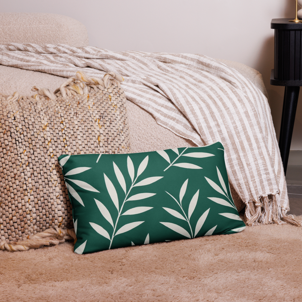 Elegant White Leaf Pattern on Forest Green – Minimal Botanical Design
