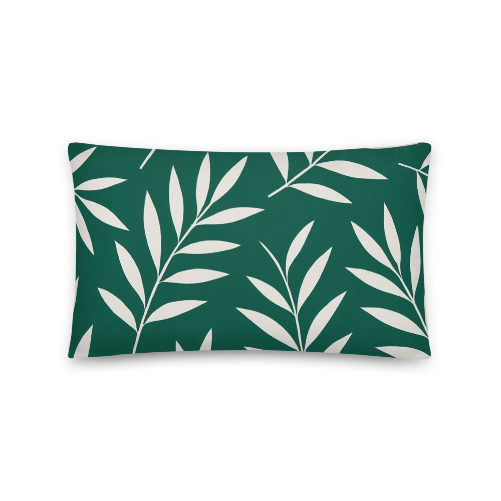 Elegant White Leaf Pattern on Forest Green – Minimal Botanical Design
