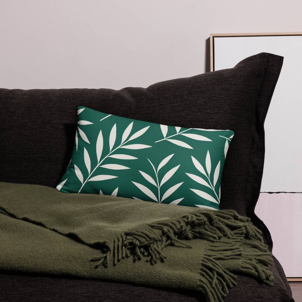 Elegant White Leaf Pattern on Forest Green – Minimal Botanical Design