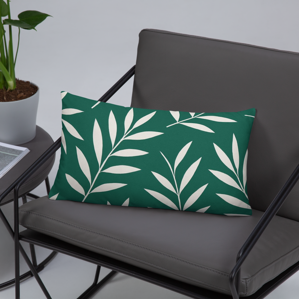 Elegant White Leaf Pattern on Forest Green – Minimal Botanical Design