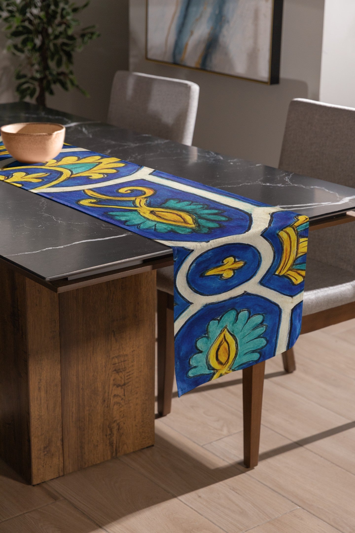 Elegant Floral Table Runner, Bohemian Dining Decor, Cotton and Polyester Tablecloth, Holiday Table Decor, Unique Housewarming Gift