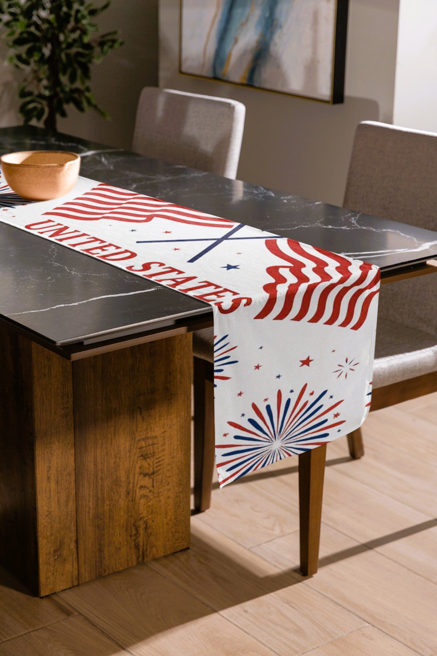 Patriotic Table Runner for Celebrations, 4th of July Decor, Cotton Table Linen, Independence Day, USA Home Decor, Festive Table Accent