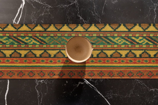 Bohemian Table Runner | Tribal Pattern Cotton Decor, Dining Table Piece, Rustic Home Accent, Boho Style Table Decor