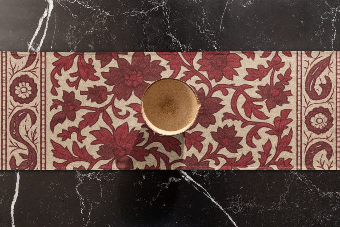 Elegant Floral Table Runner, Cotton & Poly Fabric, Perfect for Dining, Home Decor, Weddings, Parties, Holiday Celebrations